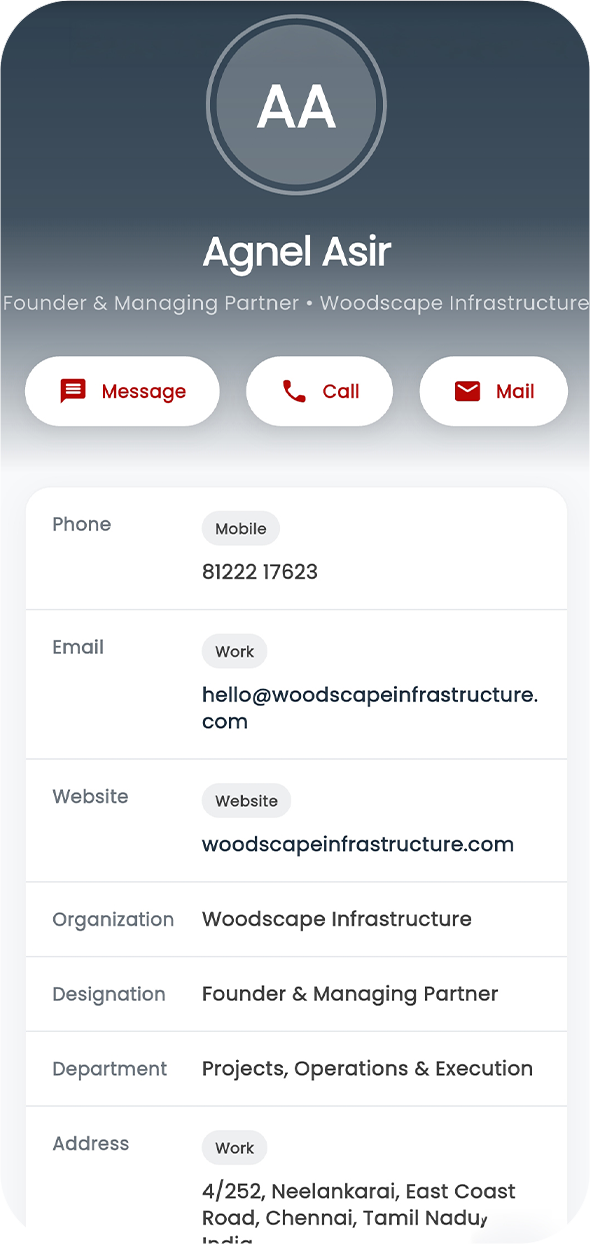 Contact details screen
